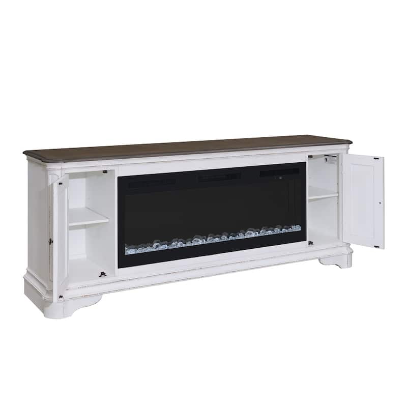 Liberty Furniture Magnolia Manor Entertainment Fireplace TV Console - Width 82" x Depth 19" x Height 32"