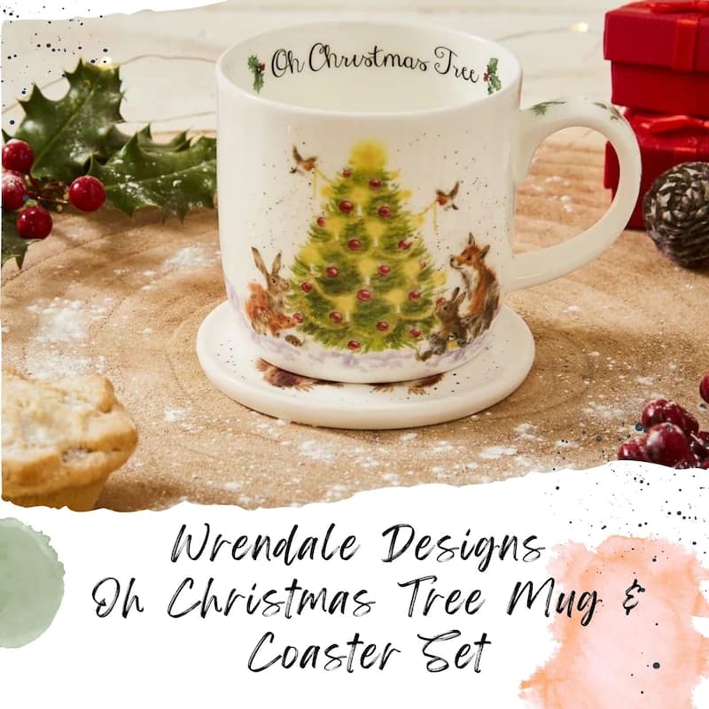 Royal Worcester Wrendale Designs Mug and Coaster Set Christmas