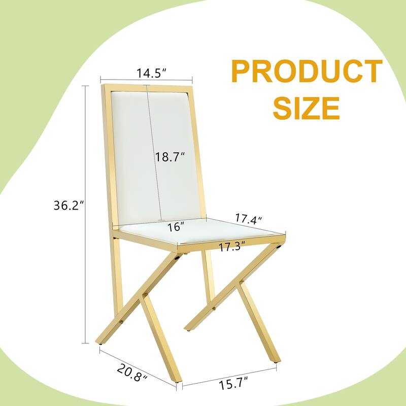 4-Pack Metal Framed PU Dining Chairs: Ergonomic Design, A Simple And Luxurious Choice Featuring Unique Gold Legs