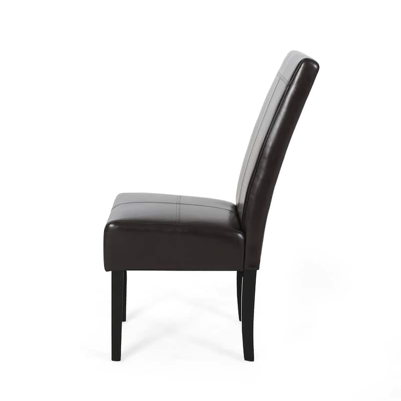 T-stitch Chocolate Brown Bonded Leather Dining Chair (Set of 4) by Christopher Knight Home