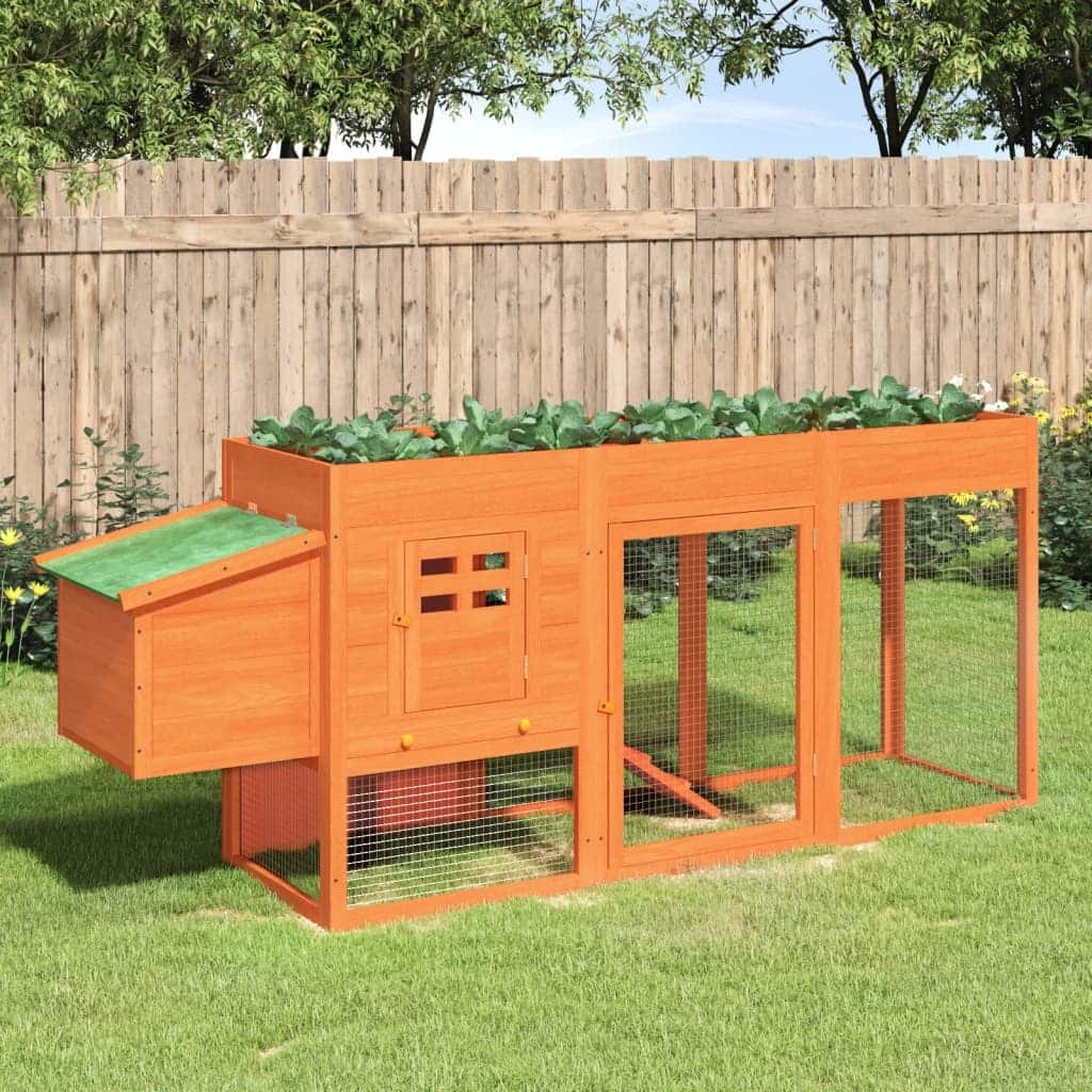vidaXL Chicken Coop Brown 80.3"x19.7"x33.1" Solid Wood Pine - 80.3" x 19.7" x 33.1"