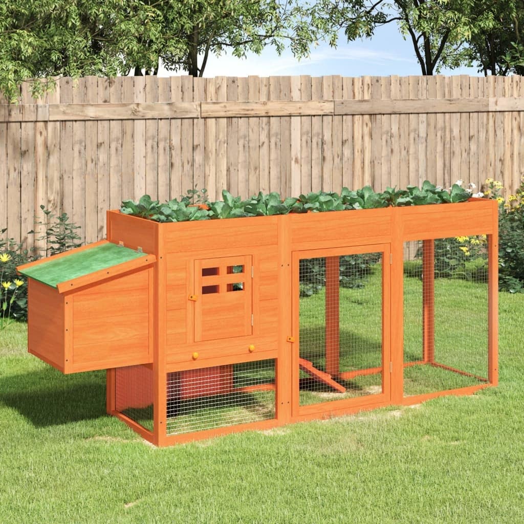 vidaXL Chicken Coop Brown 80.3"x19.7"x33.1" Solid Wood Pine - 80.3" x 19.7" x 33.1"