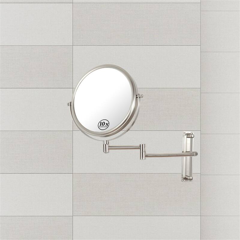 10x Magnifying Wall Mounted Mirror Finish Satin Nickel Finish