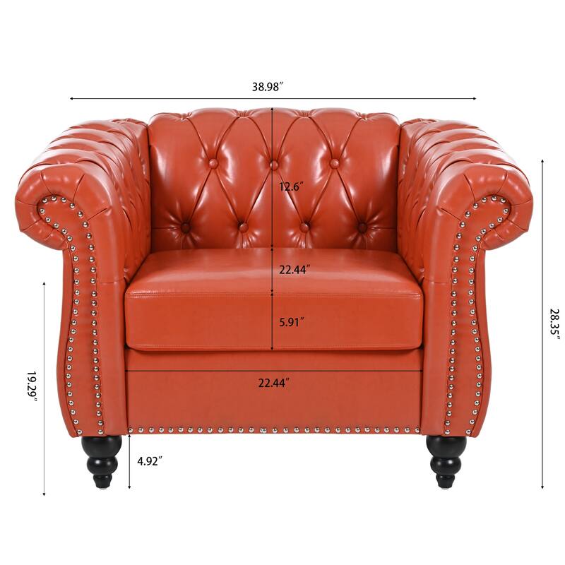 HCHAIRH Tufted Rolled Arm Seater Sofa Chair For Living Room