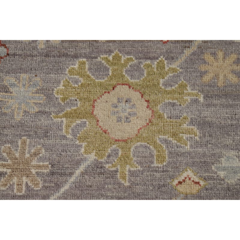 Hand Knotted Oriental 100% Wool Carpet Transitional All-Over Greys & Charcoal Oushak Area Rug - 9' 10'' X 7' 11''
