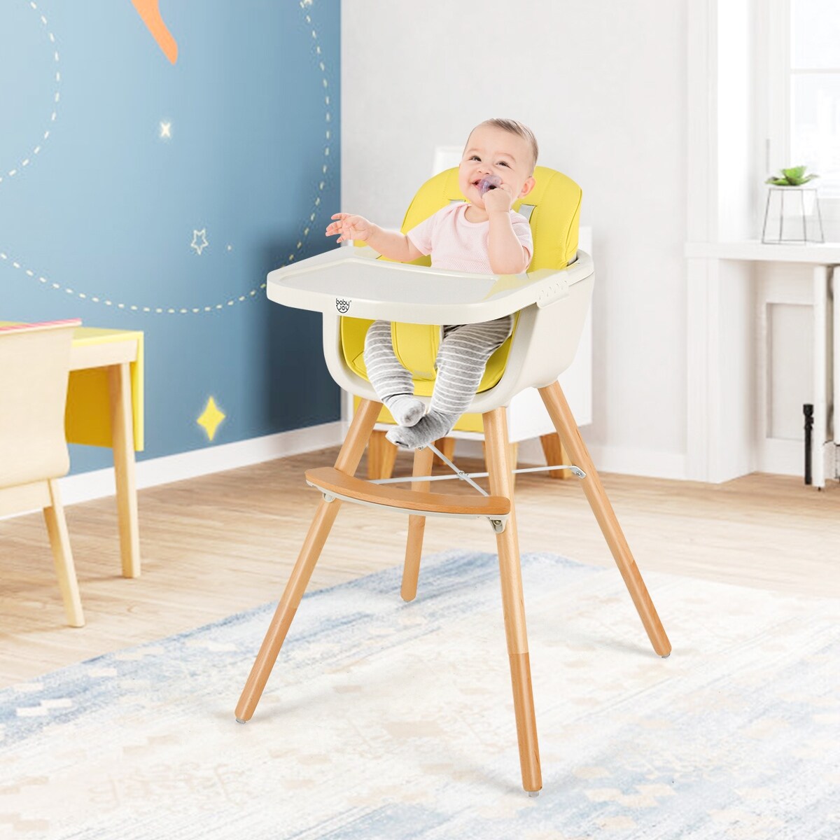 baby wooden high chair and table