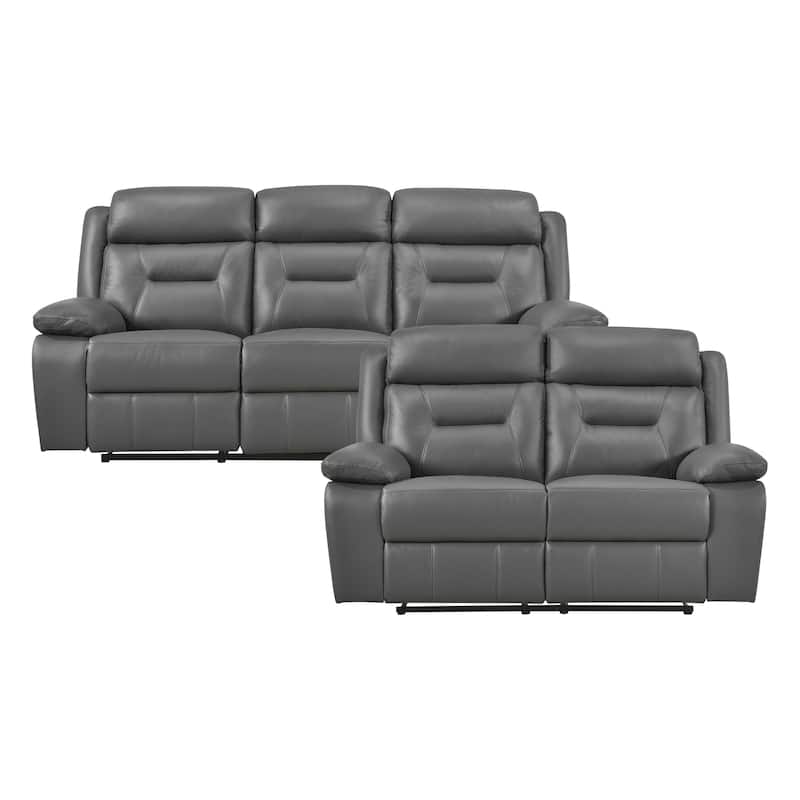 Papyrus 2-Piece Leather Match Manual Reclining Sofa Set - Dark Gray