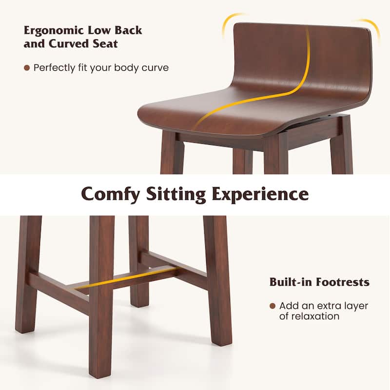 Gymax Swivel Dining Chair Set of 4 Farmhouse Wooden Kitchen Chairs