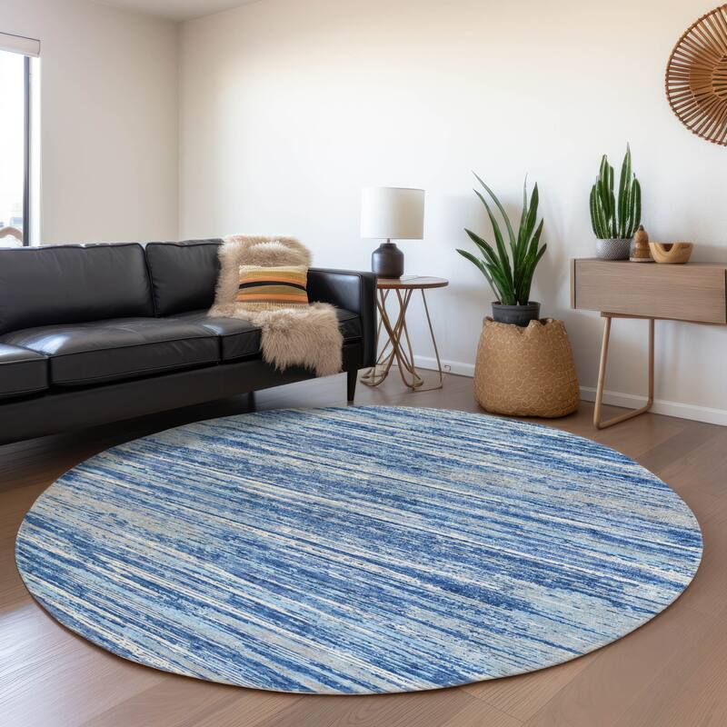 Premium Washable Super Soft Ombre Stripes Mayfield Rug - Blue - 8' x 8'