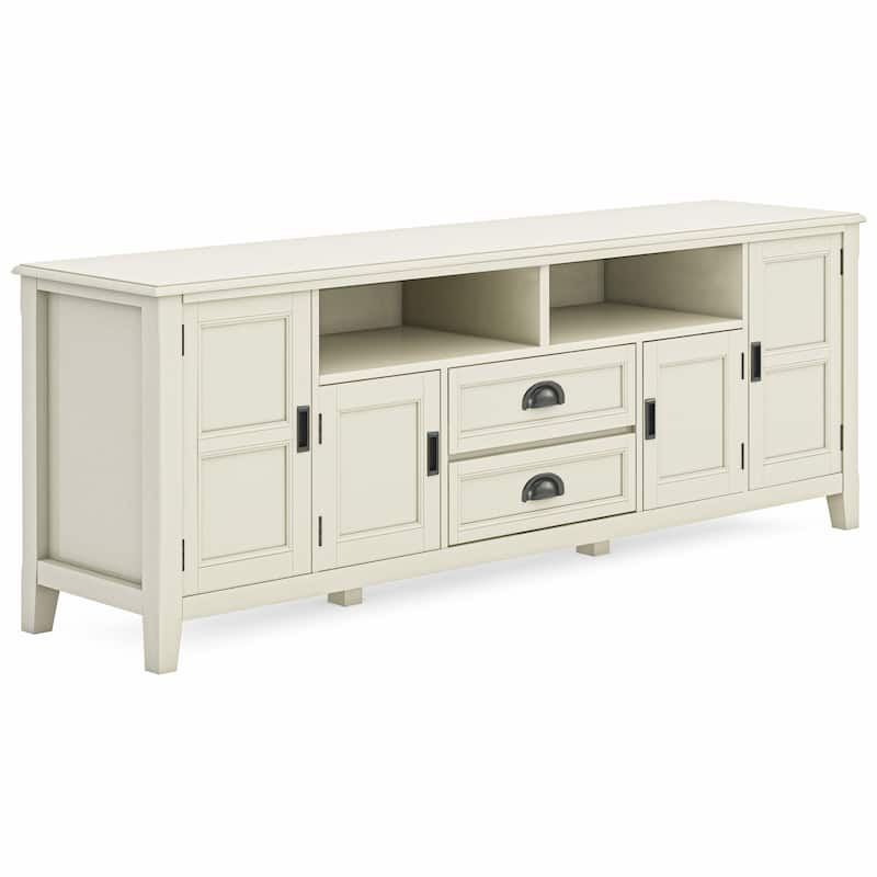WYNDENHALL Portland SOLID WOOD 72" Wide Transitional TV Media Stand For TVs upto 80 inches - 17.5" D x 72" W x 26" H
