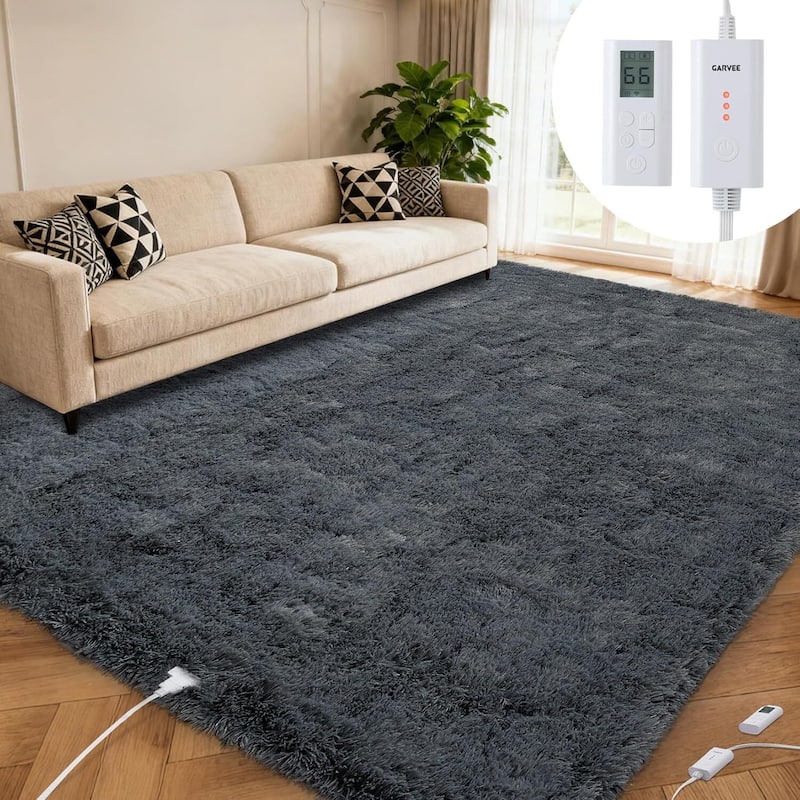 8x10 ft Wired Electric Heated Rug, Floor Mat for Living Room Bedroom - Grey
