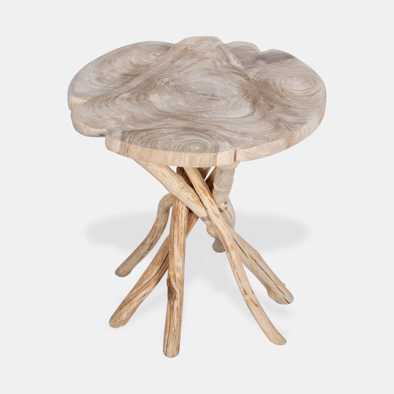 Roell Solid Teak Wood Branch Base Accent Table by East at Main