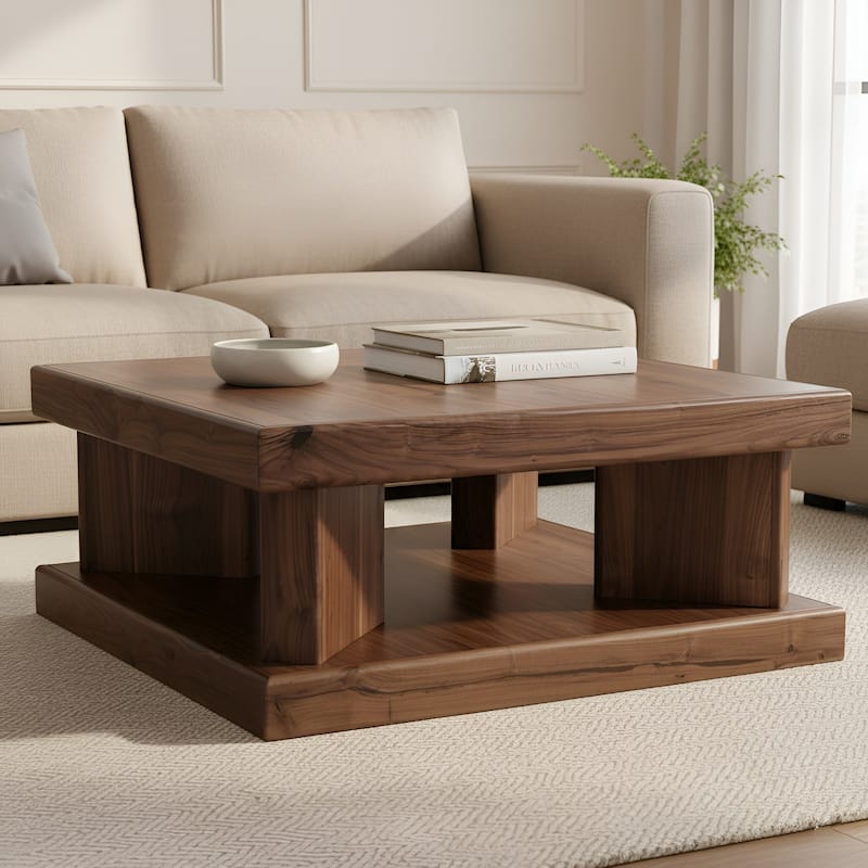 Origins by Alpine Sequoia 42"W Coffee Table, Walnut Brown