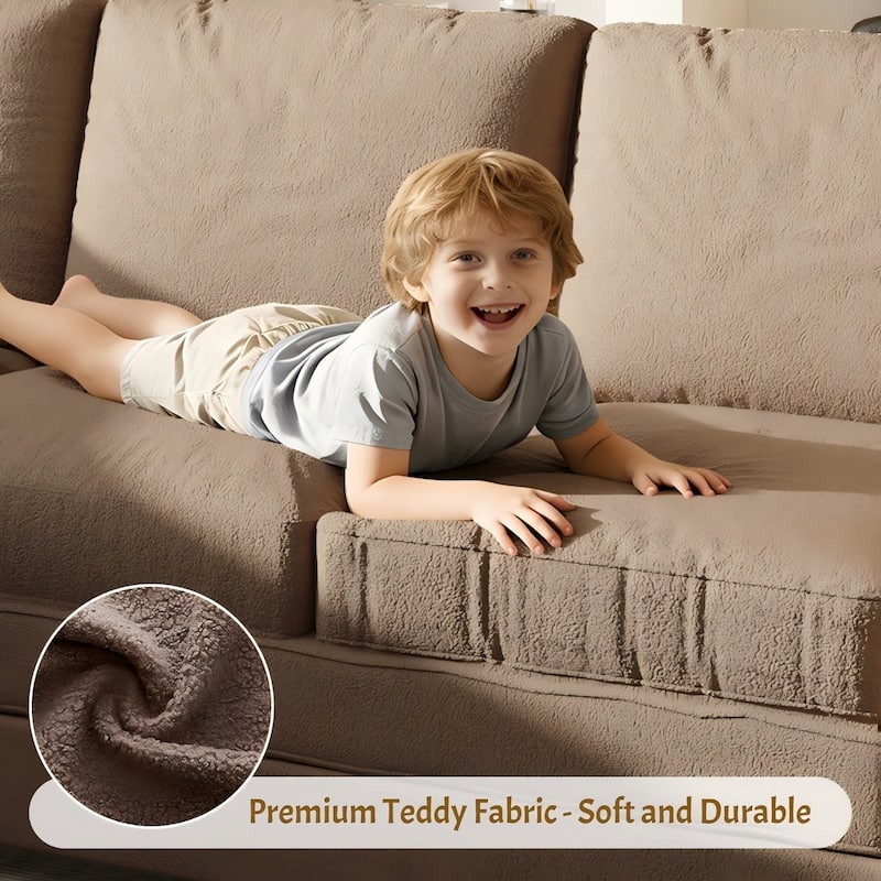 85.1" Teddy Upholstered Sofa with Pull-Out Bed and USB Port