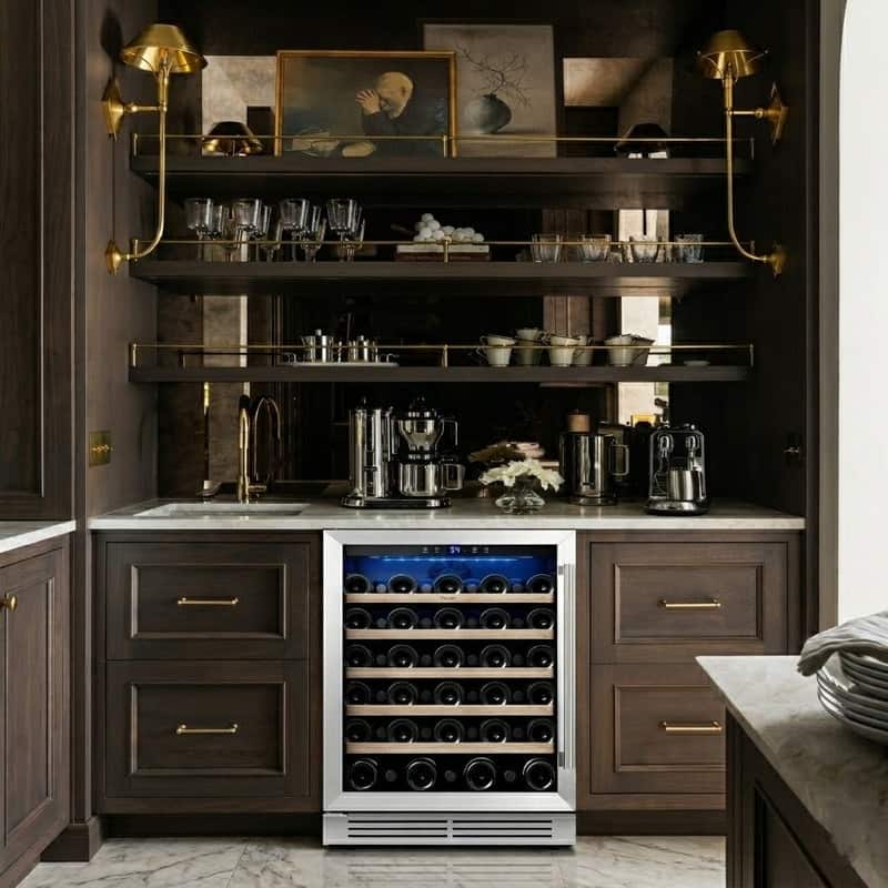 Yeego Modern 24" 52 Bottles Built-in/ Freestanding Single Zone Wine Cooler Fridge with Adjustable Shelves