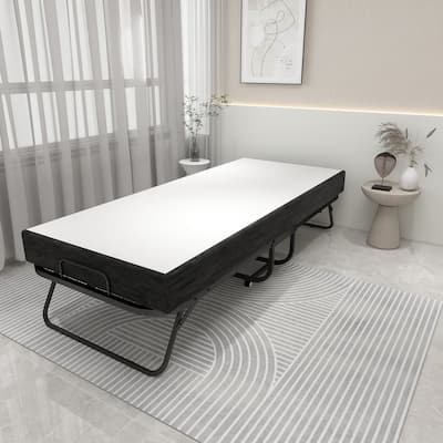 Twin Size Folding Bed with Luxurious Memory Foam Mattress, Sturdy Metal Frame, Portable for Home & Camping
