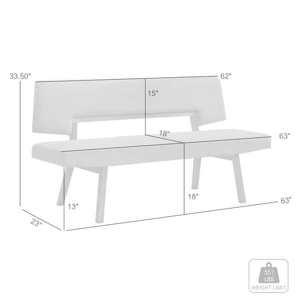 Channell Mid-Century 63" Upholstered Wood Entryway Dining Bench