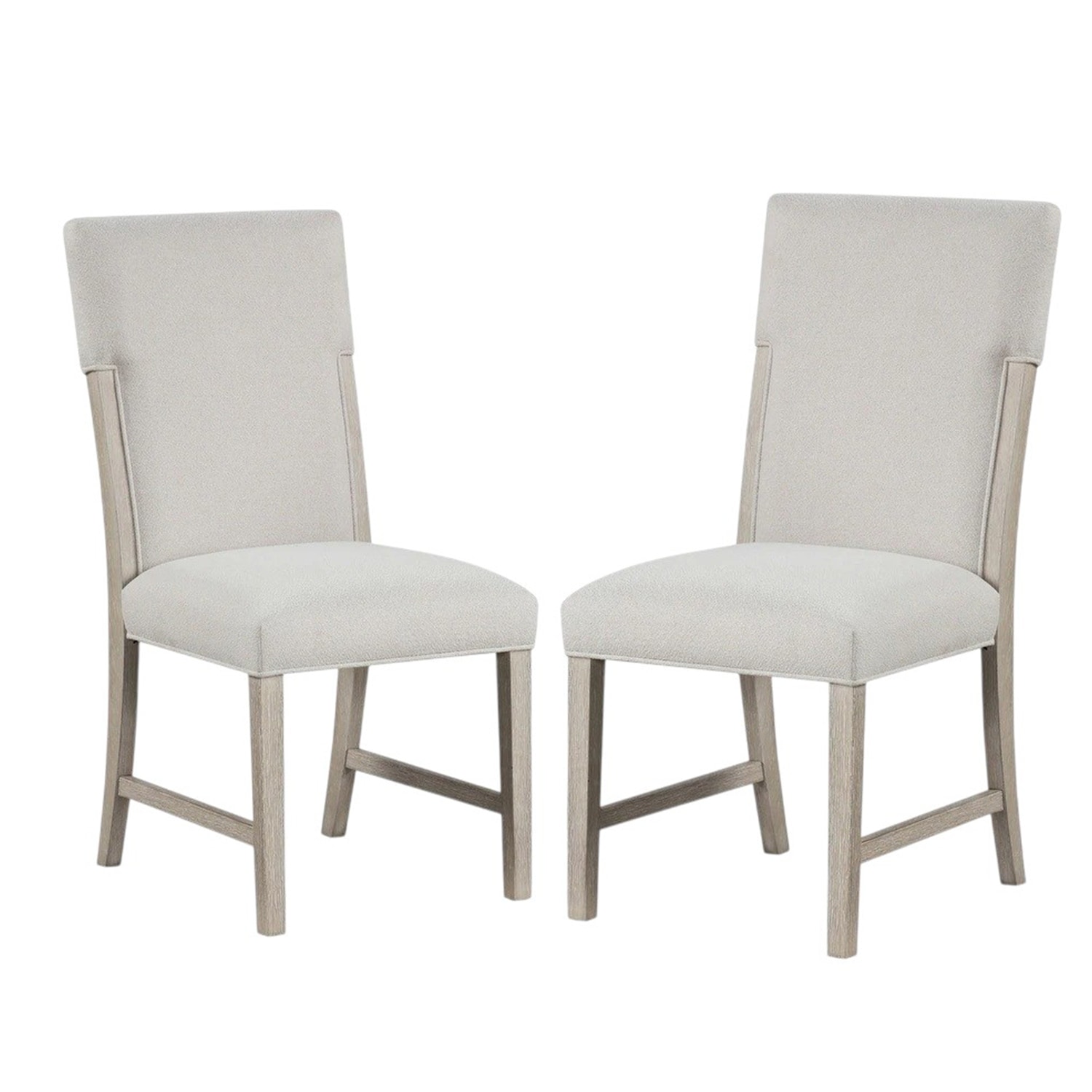 Set of 2 Upholstered Dining Chairs with Tapered Legs in Natural