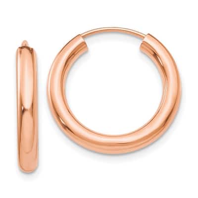 Curata 14k Rose Gold Polished Endless Tube Hoop Earrings - 19.25x19.5mm