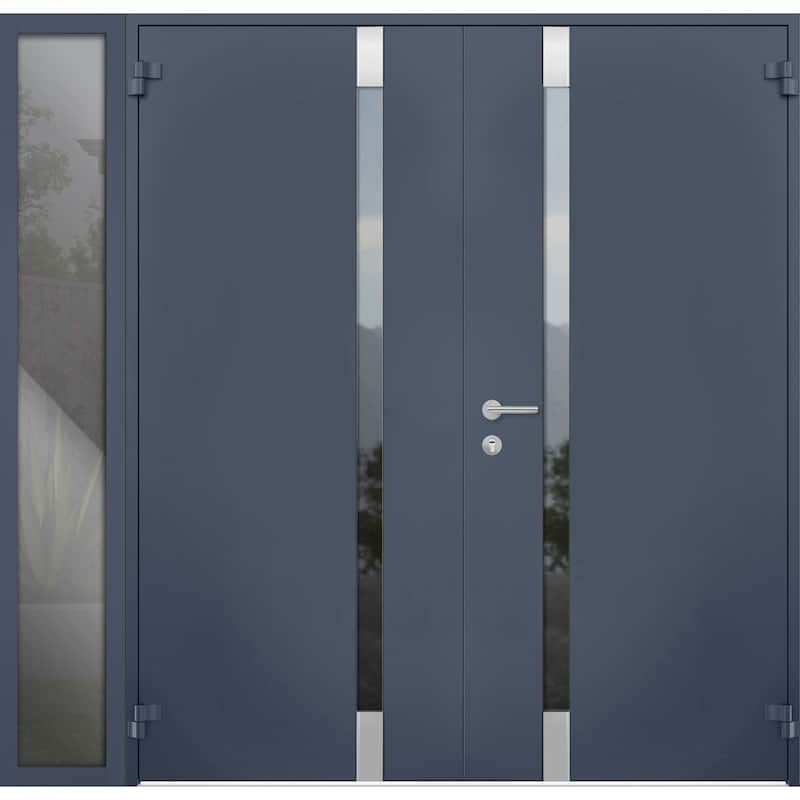 VDOMDOORS | Front Door Exterior Door | Fiberglass | Door Slab | 18x80, Custom Entry Door Steel Entry Door Prehung Exterior Door - Grey - 88x80