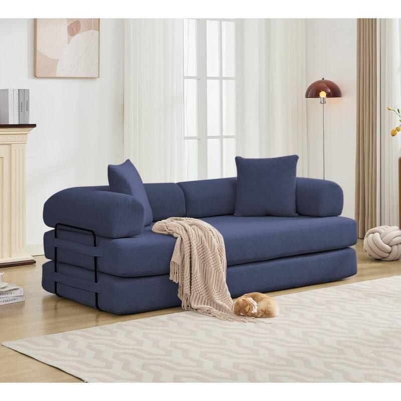 78.5" 4-in-1 Folding Convertible Out King Size Sleeper Sofa Bed