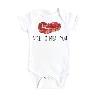 Meat You Bbq - Baby Boy Girl Clothes Infant Bodysuit Funny Cute Newborn 1A