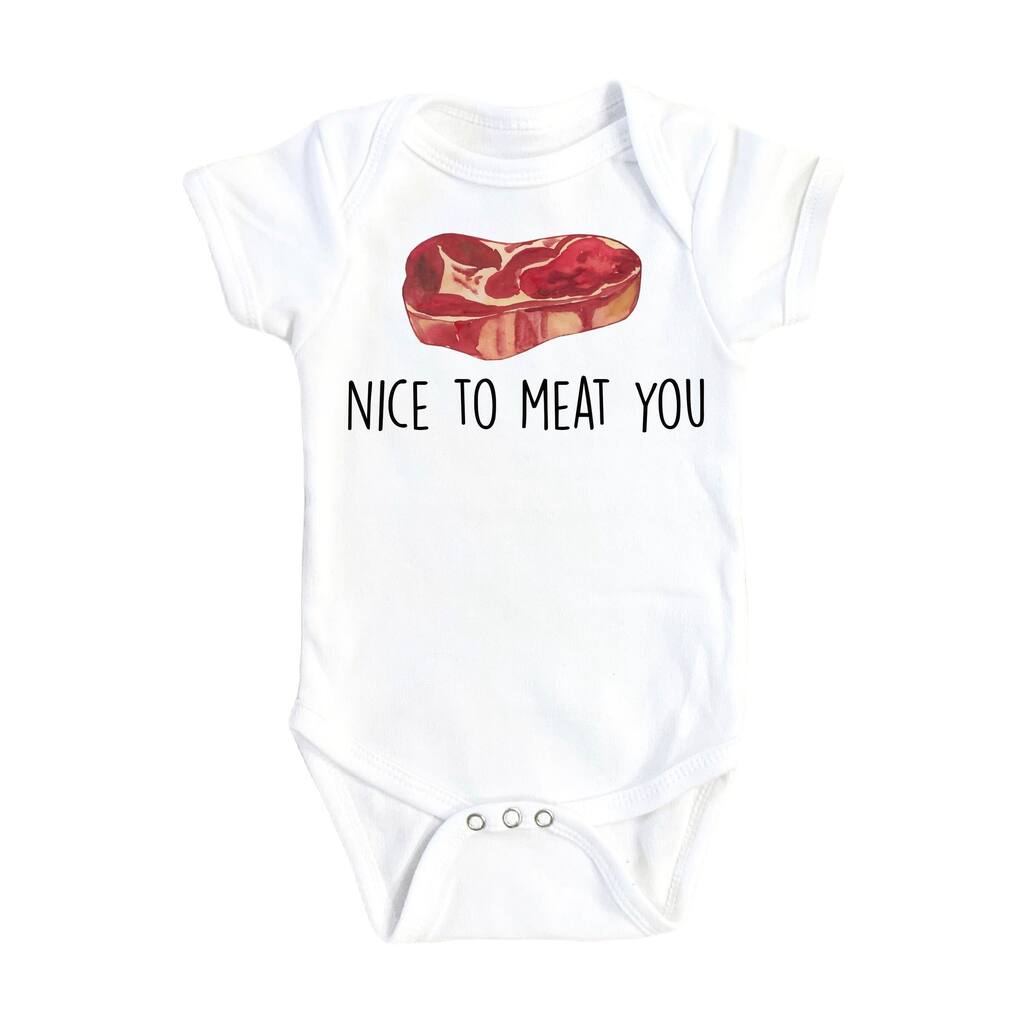 Meat You Bbq - Baby Boy Girl Clothes Infant Bodysuit Funny Cute Newborn 1A