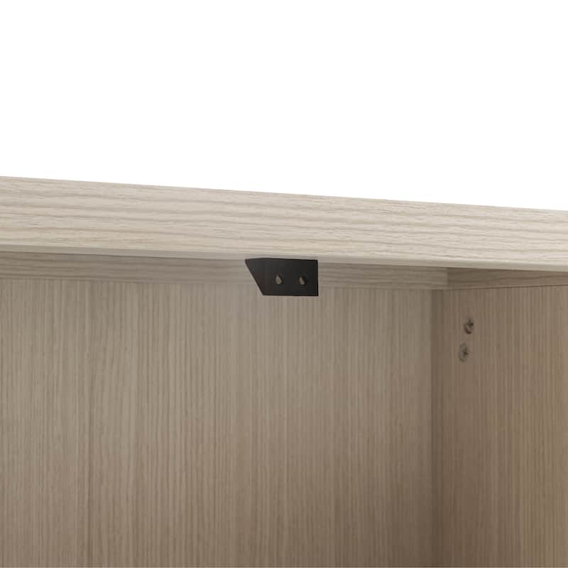 Wood Accent Cabinet with Carved Doors, Classic Storage Cabinet with Adjustable Shelves & Anti-Tip Safety Device