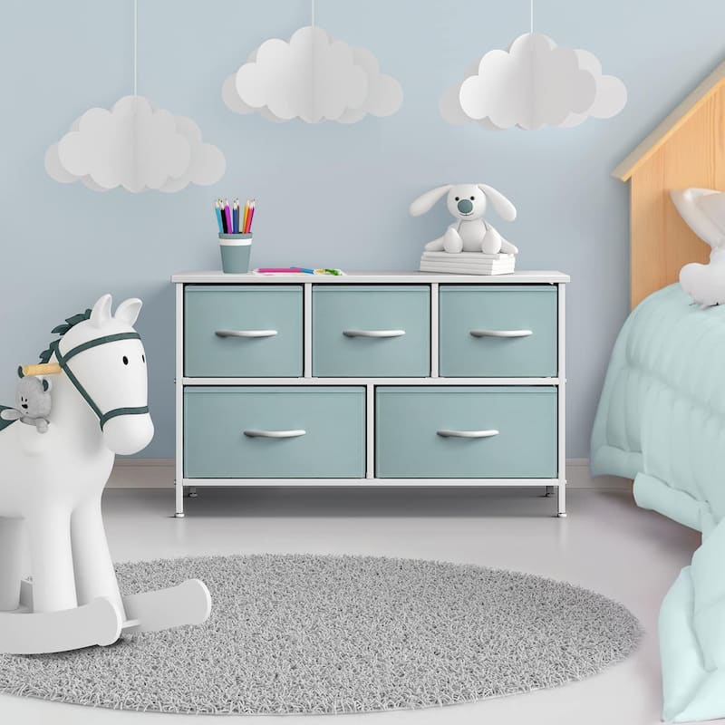 Dresser w/ 5 Drawers Furniture Storage Chest for Home, Bedroom