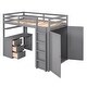 preview thumbnail 7 of 17, Elegant Twin size Loft Bed with Drawers, Desk and Wardrobe, Health and Comfort, Sturdy Construction & Safety Guaranteed, Grey