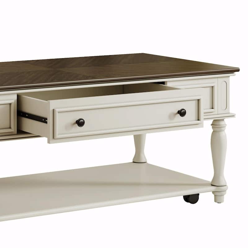 Farmhouse Coffee Table with One Drawer
