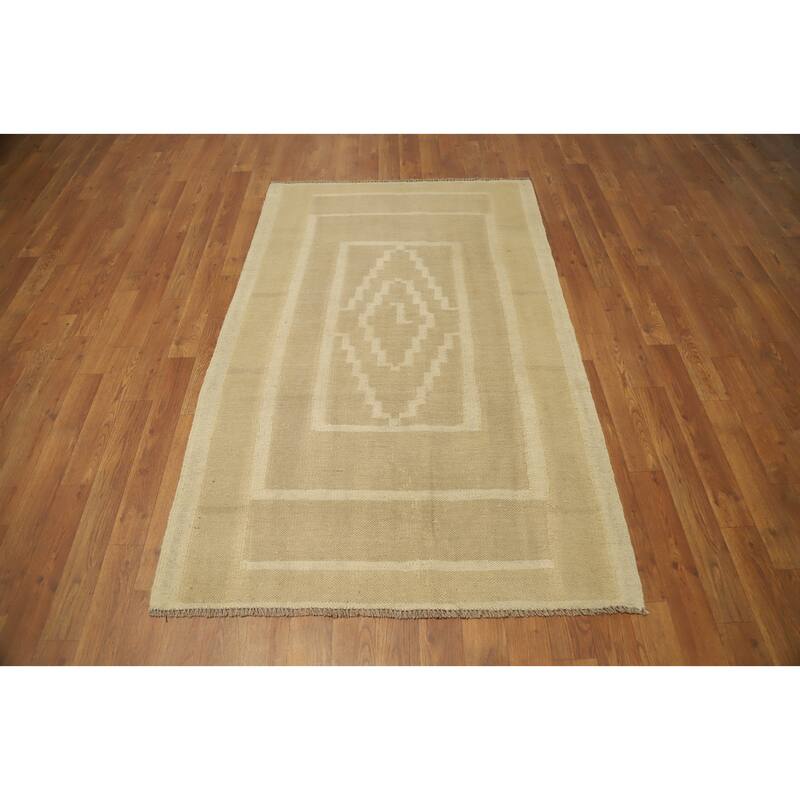 Hand Woven Oriental 100% Wool Carpet Southwestern Tribal Brown Kilim Area Rug - 5' 2'' X 3' 3''