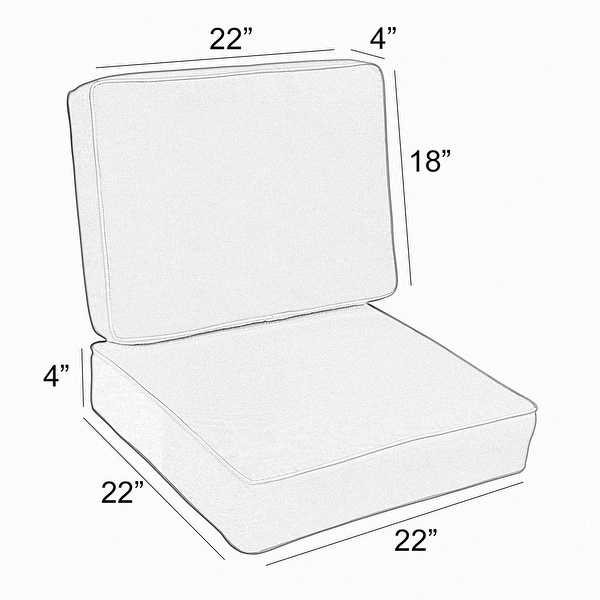 Sunbrella Indoor/ Outdoor Corded Chair Cushion Set - 22" x 22" x 4"