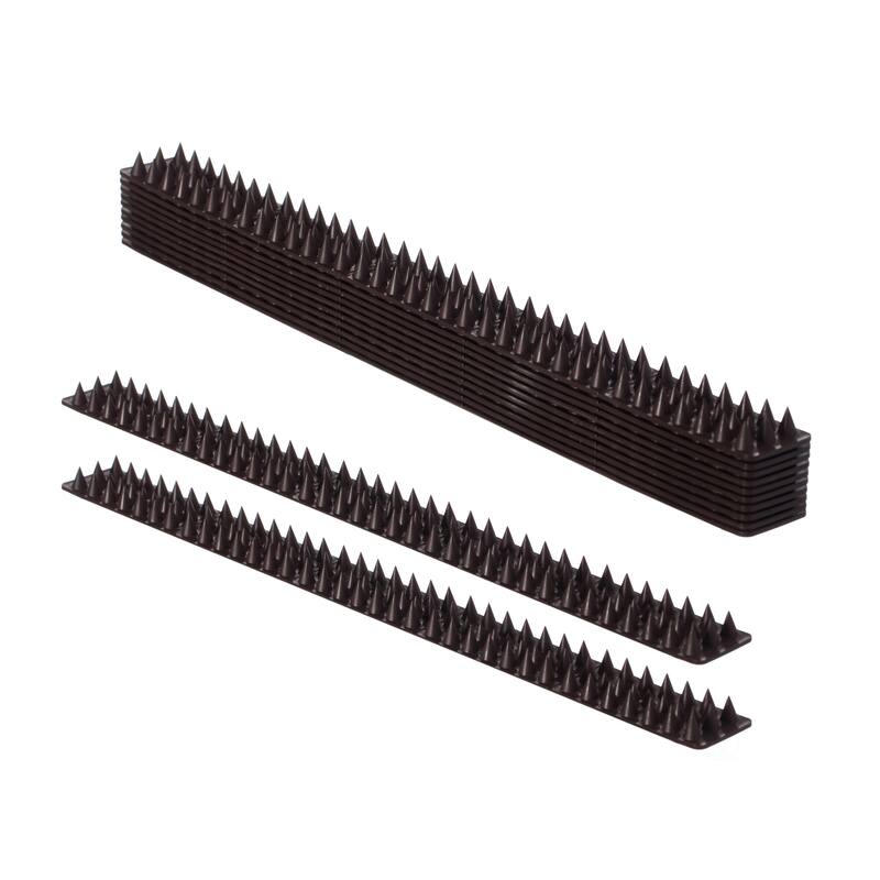 Plastic Repellent Wall Defender Fence Spikes for Birds, 10 Pack - Brown