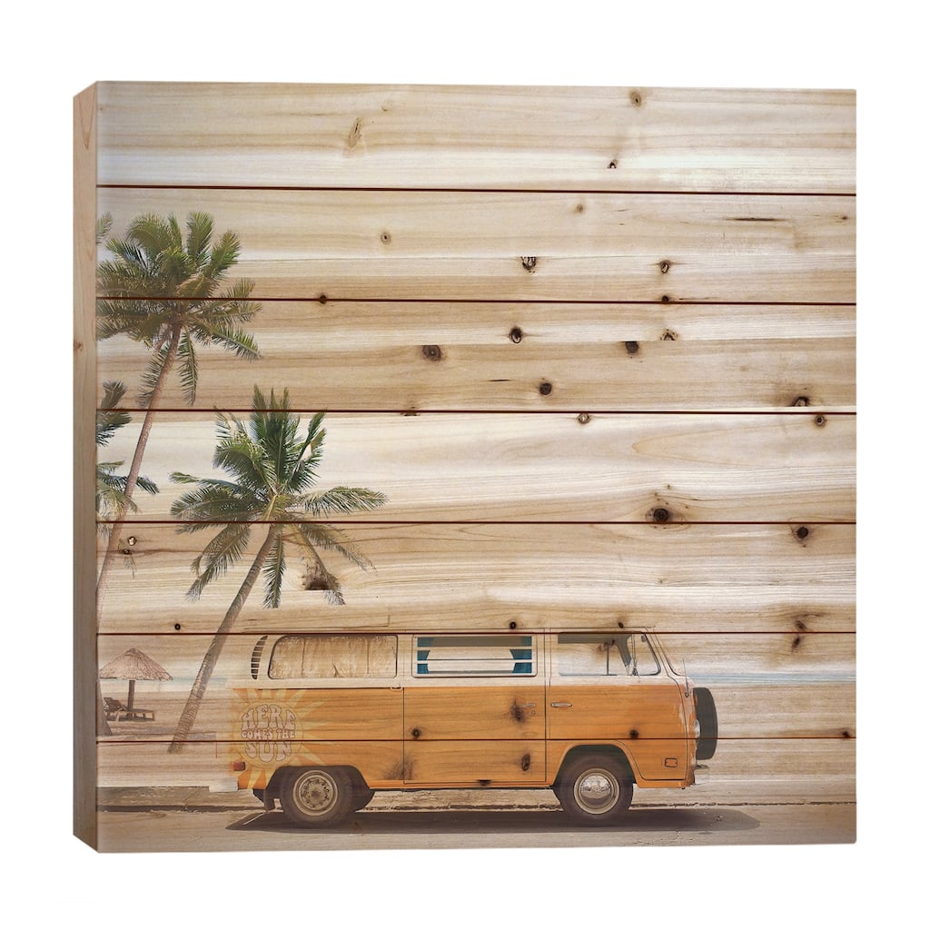 Here Comes The Sun Print On Wood by Erin Summer - Multi-Color