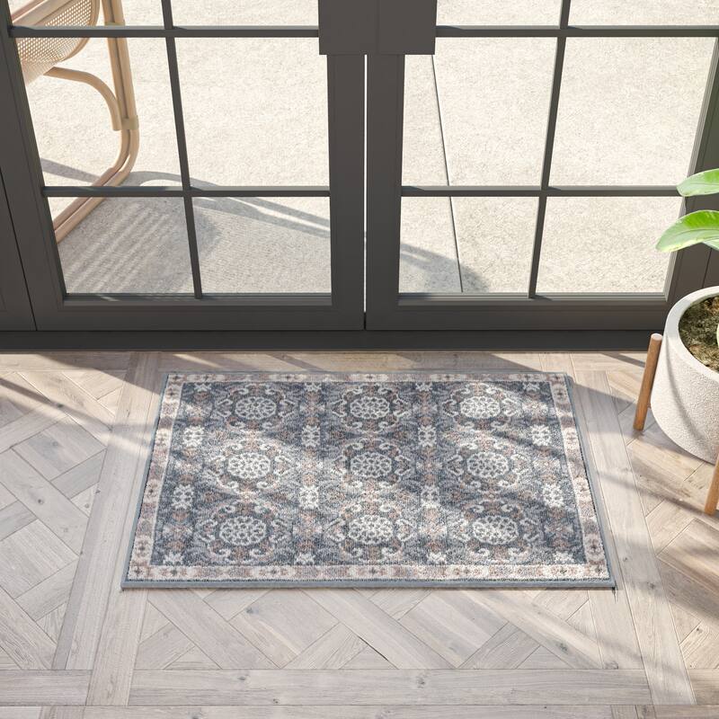 Hamilton Traditional Damask Indoor Area Rug - 2' x 3' - Grey