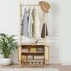 preview thumbnail 3 of 12, Bamboo Garment Rack with Clothes Rail Storage Organiser Freestanding - 21" x 13" x 66"