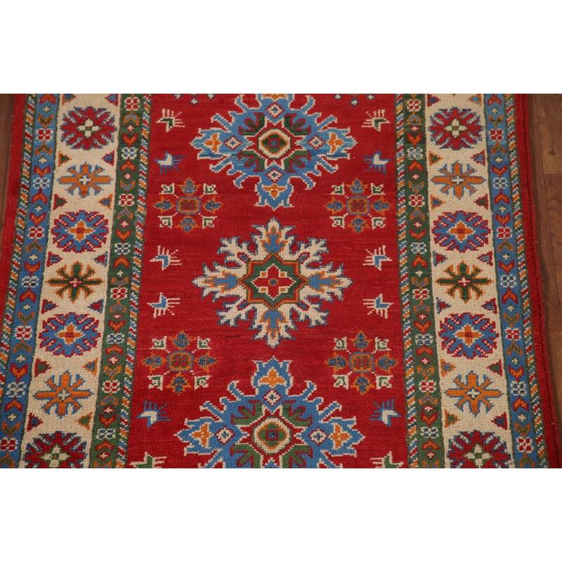 Red Kazak Accent Rug Hand-Knotted Oriental Wool Carpet - 2'9"x 4'1"