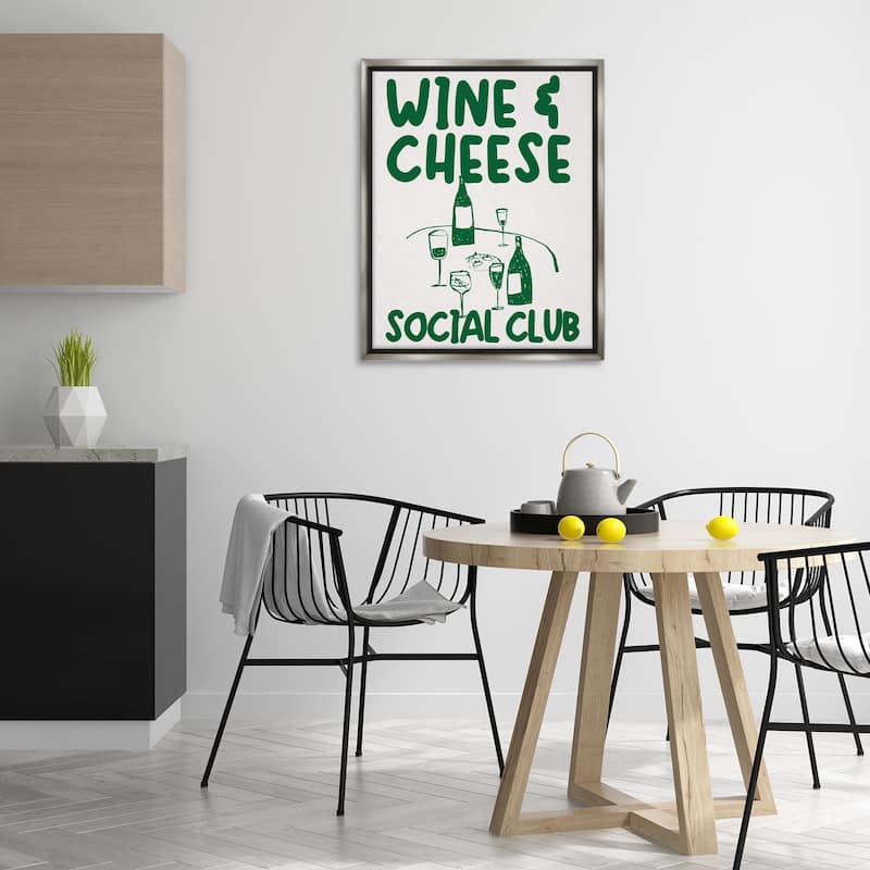 Stupell Wine & Cheese Social Club Framed Floater Canvas Wall Art Design By House of Lulu