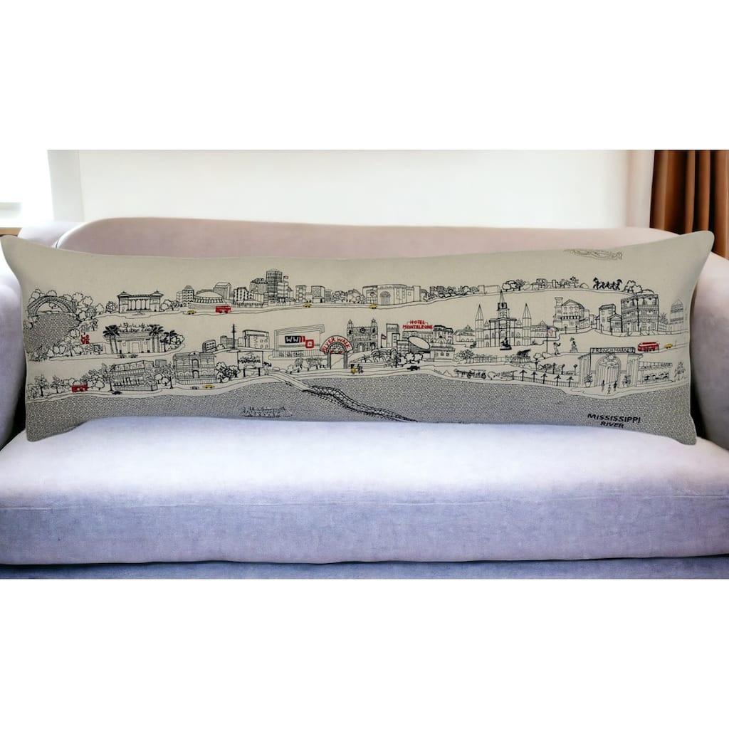 HomeRoots 46" White New Orleans Daylight Skyline Lumbar Decorative Pillow
