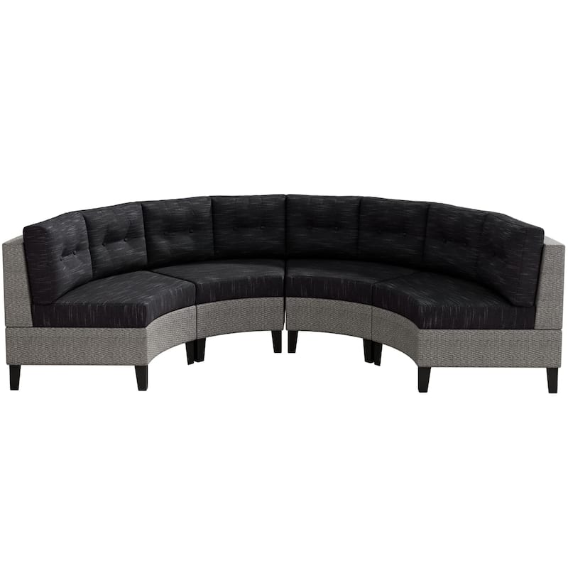 Outdoor Wicker Curved Sectional Sofa Set with Waterproof Cushions