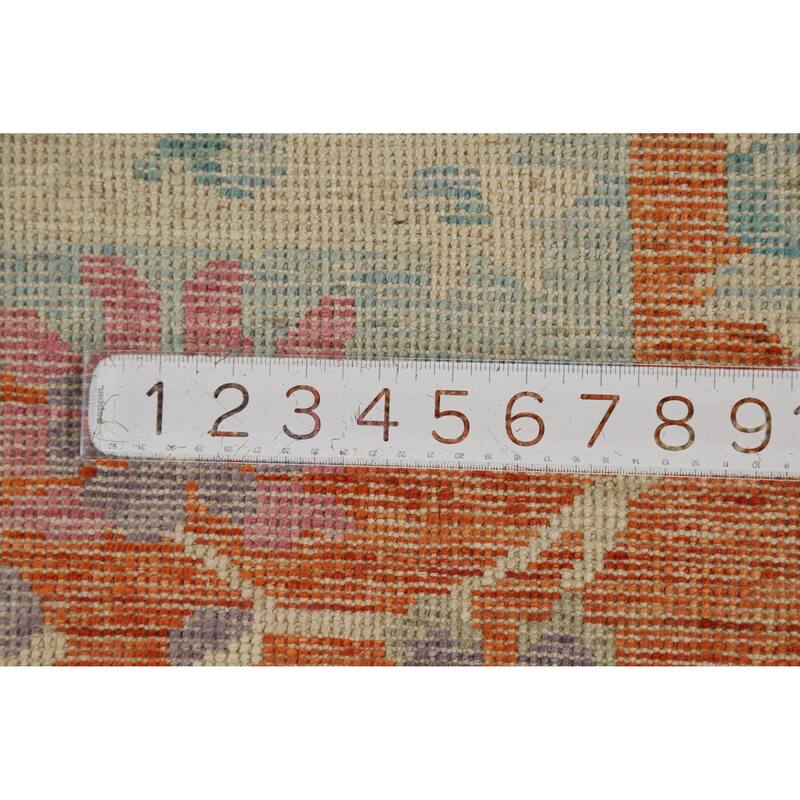 Vegetable Dye Floral Art Deco Turkish Area Rug Handmade Wool Carpet - 6'10"x 9'11"