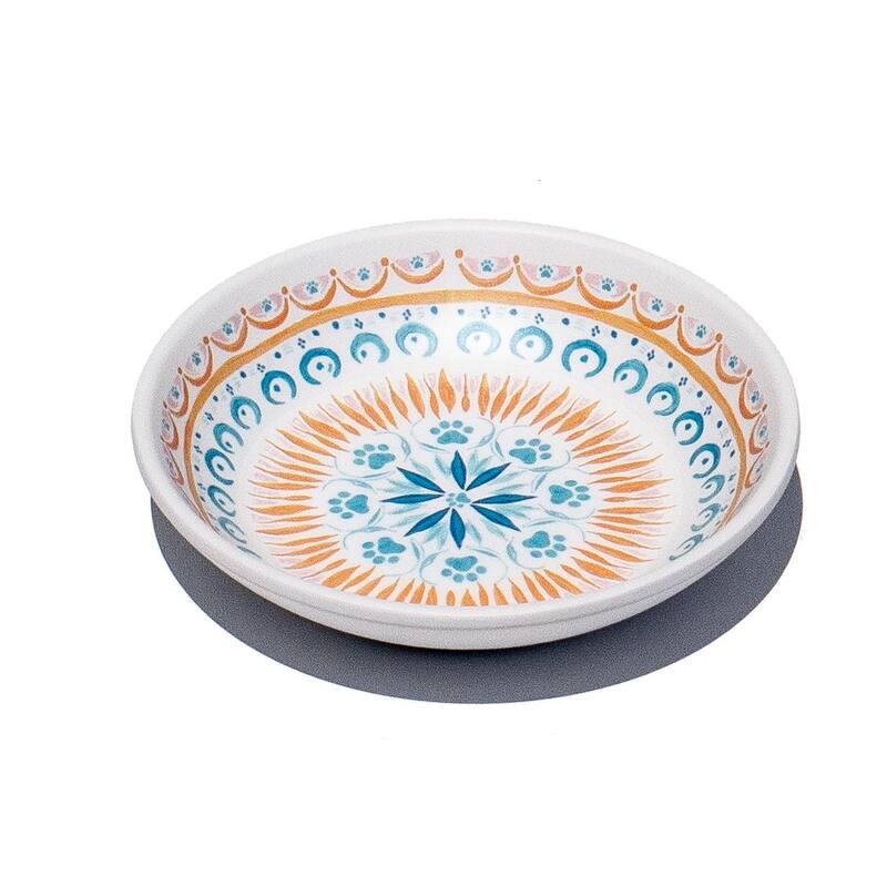 Boho Kitty Medallion, Pet Saucer, 0.75 cup, Set of 2 - Tan