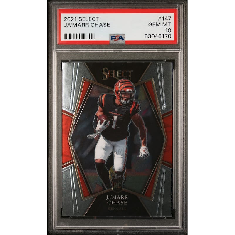 Ja'Marr Chase 2021 Panini Select Football Rookie Card #147 Graded PSA 10 - 8'6" x 11'6"