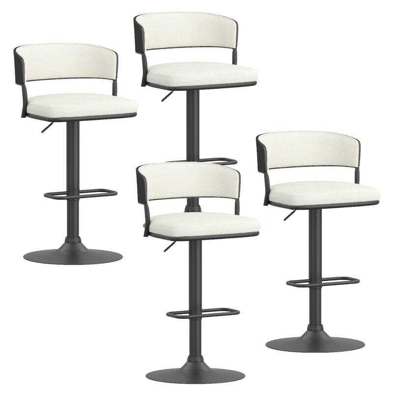Modern Performance Fabric & Bentwood & Metal Adjustable Air-Lift Stool, Set of 4