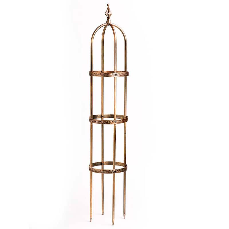 Powder-Coated Steel Garden Obelisk Trellis - Copper - Small