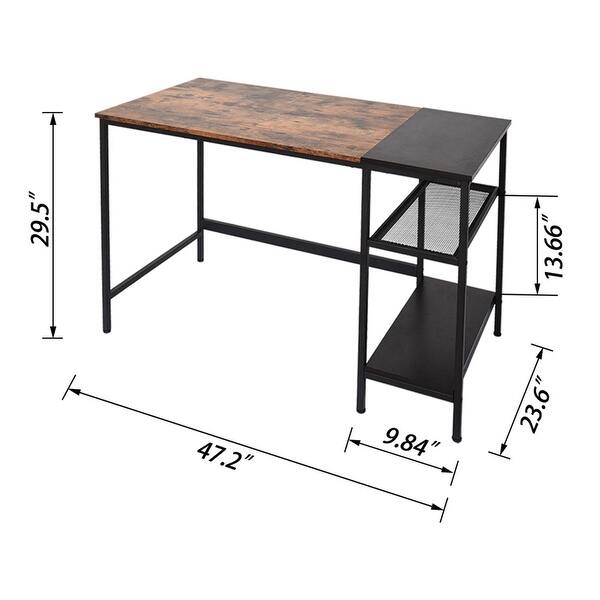PC Table Workstation Sturdy Structure Retro Wide Tabletop Storage ...