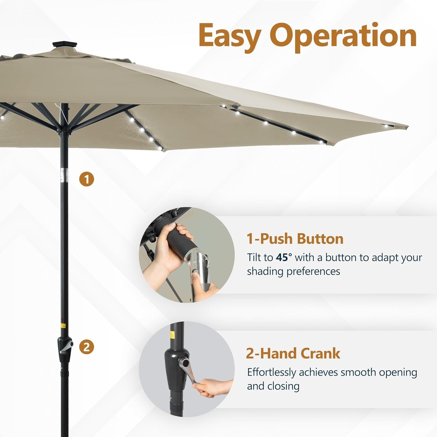 casual cushion corp push button patio umbrella Patiokingdom Outdoor with LED, Solar Umbrella w/Tilt Market Umbrella Beige / 9FT Do not include umbrella base Coporesell 10 ft. Gray Patio