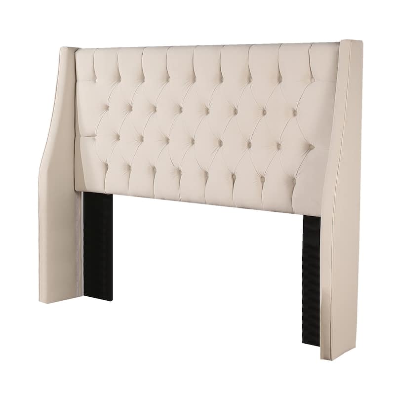 Queen Size Tufted Headboard - Elegant Upholstered Bedroom Headboard - Ivory Maykoosh