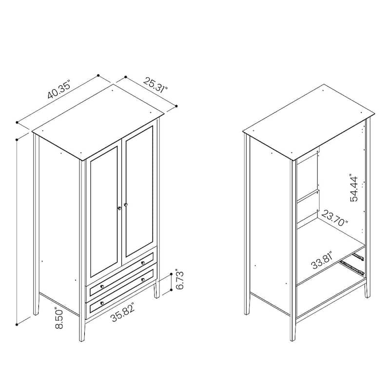 Manhattan Comfort Crown Full Wardrobe with Hanging and 2 Drawers